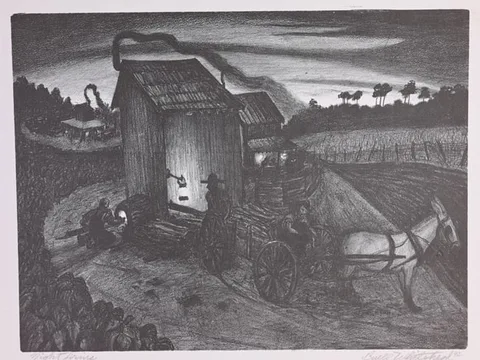 Buell Whitehead, Night Firing, Lithograph
