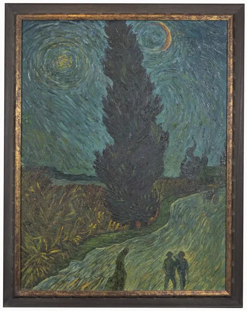 Buell Whitehead, Road with Cypress and Star, Oil on Canvas