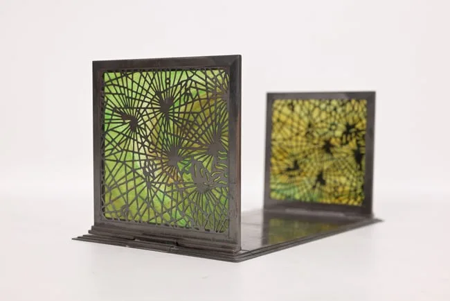 Pine Needle by Tiffany Studios, 1910, patinated bronze, glass, sold Oct 2024