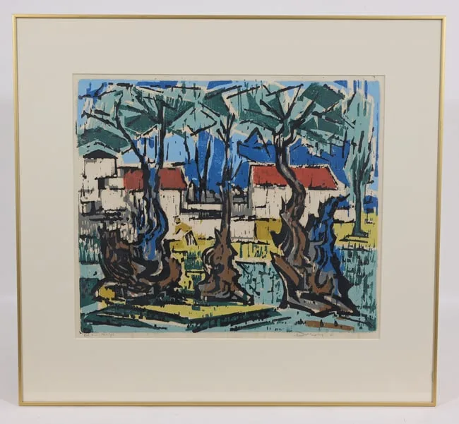 Werner Drewes, Olive Trees, Color Woodcut