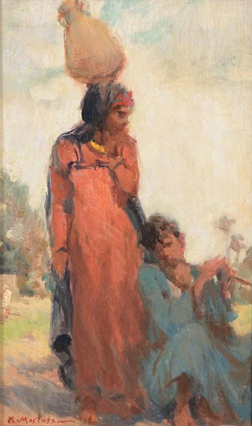 Untitled by Kamel Moustafa, Oil on Board, sold Oct 2024