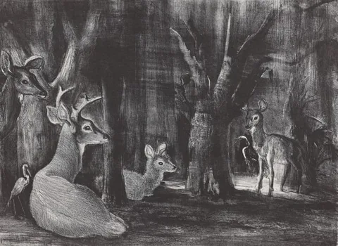 Victoria Hutson Huntley, Florida Deer, Etching