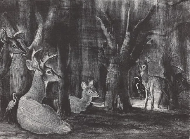 Florida Deer by Victoria Hutson Huntley, Etching, sold Oct 2024