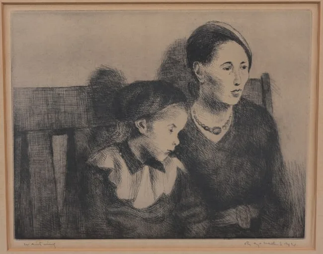 Waiting by Raphael Soyer, Etching and drypoint on wove paper, sold Oct 2024