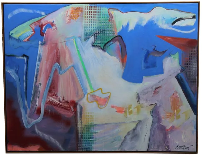 Blue Menagerie by Thomas Koether, Oil on Canvas, offered Oct 2024