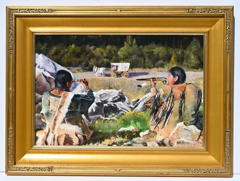 Matt Atkinson, Indian Ambush, Oil on Canvas