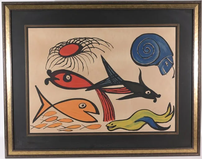 Alexander Calder, Sea Creatures, 1975, Color lithograph on Arches