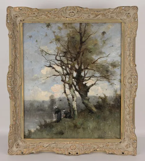 Les lavandieres by Paul Désiré Trouillebert, Oil on Canvas, sold Dec 2024