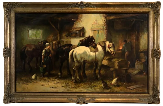Cornelis Verschuur, At the Blacksmith's, Oil on Canvas