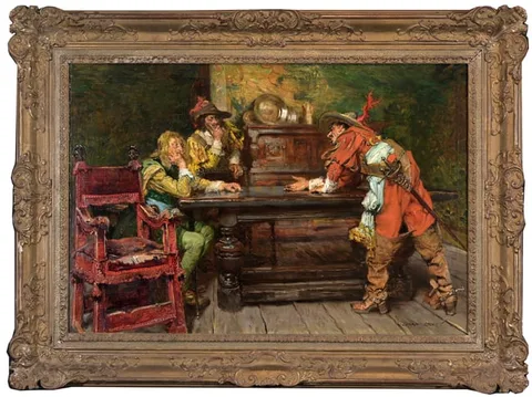 Edgar Bundy, The Discussion, Oil on Canvas