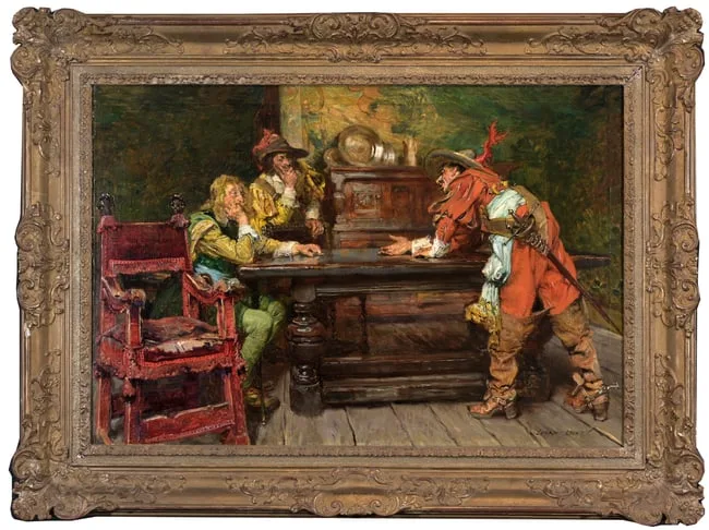 The Discussion by Edgar Bundy, Oil on Canvas, sold Dec 2024