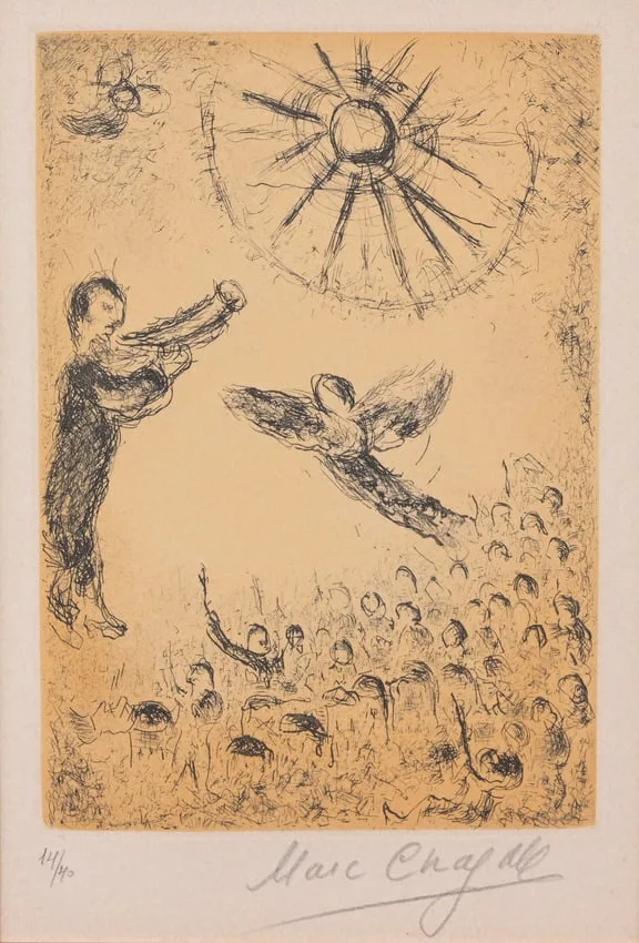Psaumes de David by Marc Chagall, 1978, Etching, sold Dec 2024