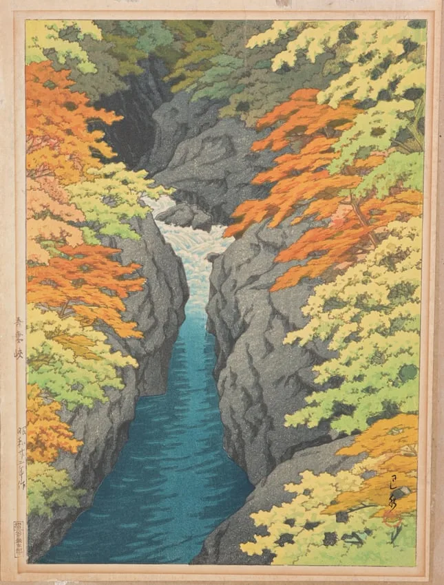 Azuma Gorge by Kawase Hasui, 1943, Woodblock Print, sold Dec 2024