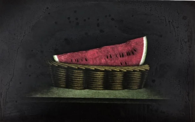 Watermelon by Tomoe Yokoi, Color Mezzotint on Wove Paper, sold Dec 2024