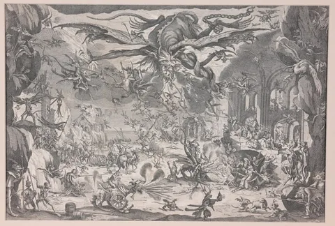 Temptation of Saint Anthony by Jacques Callot, Etching on Heavy Wove Paper, offered Dec 2024