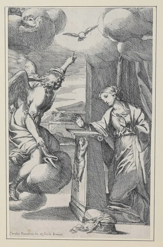 The Annunciation by Carlo Maratta, Etching, offered Dec 2024