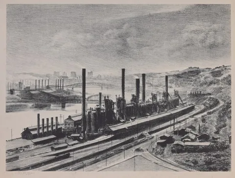 Mabel Wellington Jack, The Eliza Blast Furnace, Lithograph