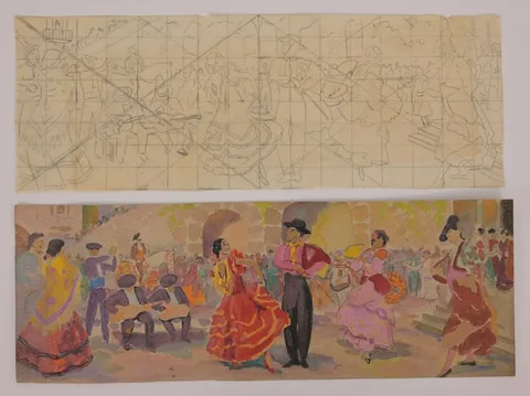 Mabel Wellington Jack, Fiesta, Watercolor & Gouache on Paper
