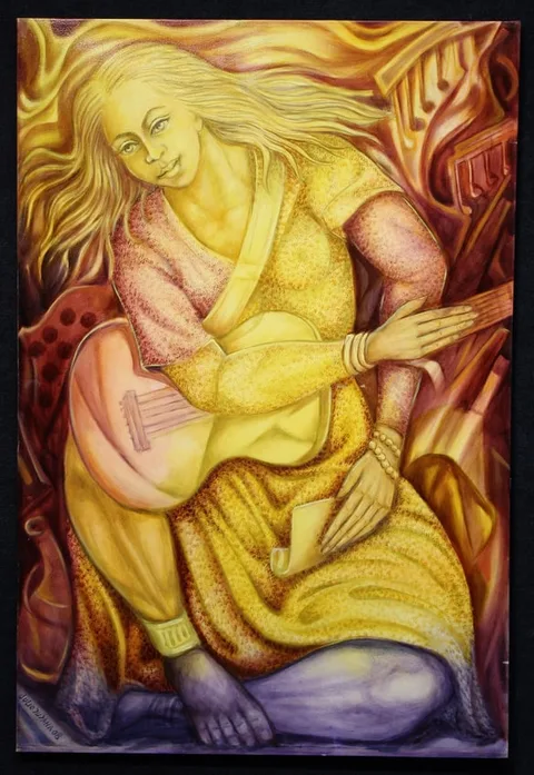 Compositora by Julio Susana, Oil on Canvas, sold Dec 2024