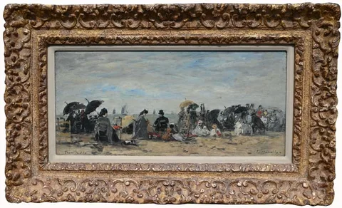 Eugène Louis Boudin, Trouville, Scene de Plage, Oil on Board
