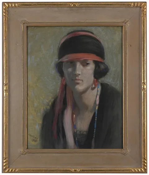 Frederick Sproston Challener, Portrait of a Woman in Gypsy Dress, Pastel on Paper