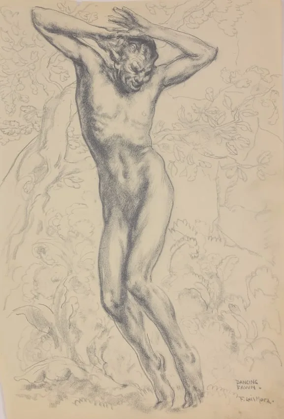 Dancing Fawn by Francis Luis Mora, Pencil on paper, offered Feb 2025