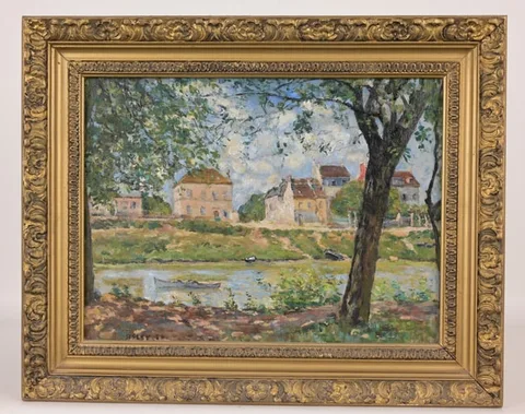 Alfred Sisley, Village on the Seine, Villeneuve-la-Garenne, Oil on Canvas