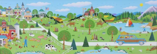 Jo Sickbert, American Road Land, Mixed Media on Paper