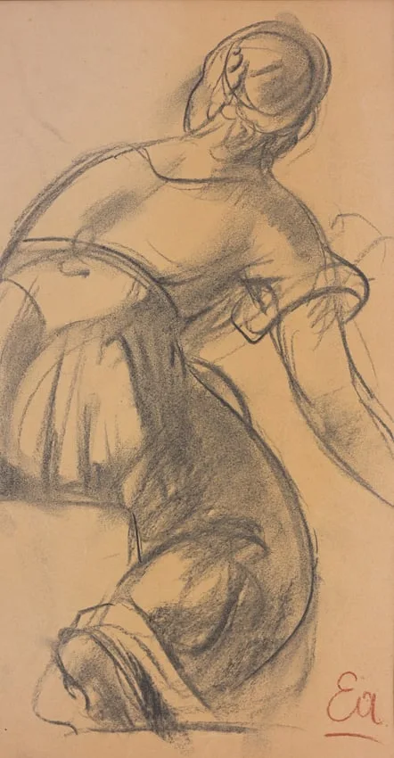 Untitled by Emilio Ambron, Charcoal on Tan Paper, offered Feb 2025