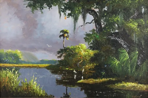 Untitled by Harold Newton, Oil on Upson Board, sold Jun 2025