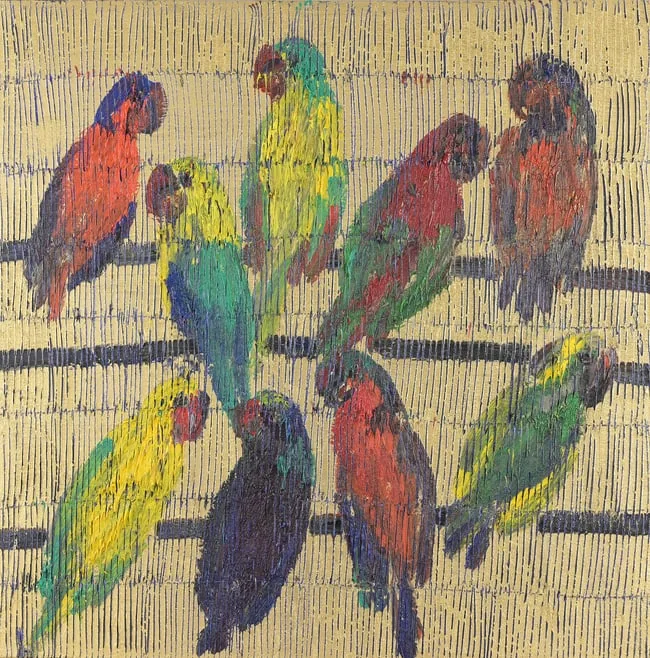 Mixed Breed by Hunt Slonem, oil on canvas, sold Jun 2025
