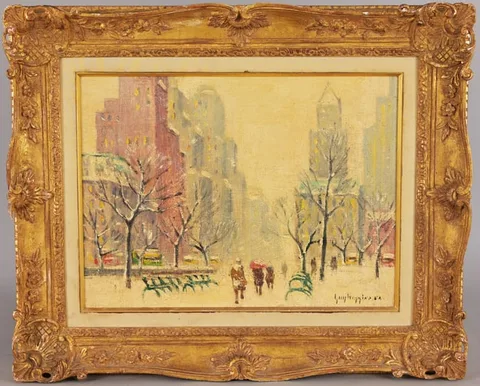 Winter in Central Park by Guy Carleton Wiggins, oil on canvas, offered Jun 2025