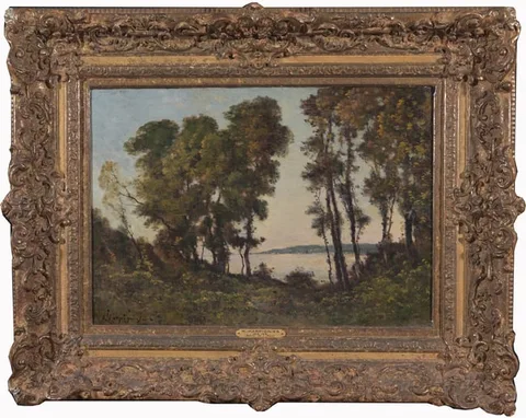 Henri Harpignies, Bords de l'allier, Oil on Canvas