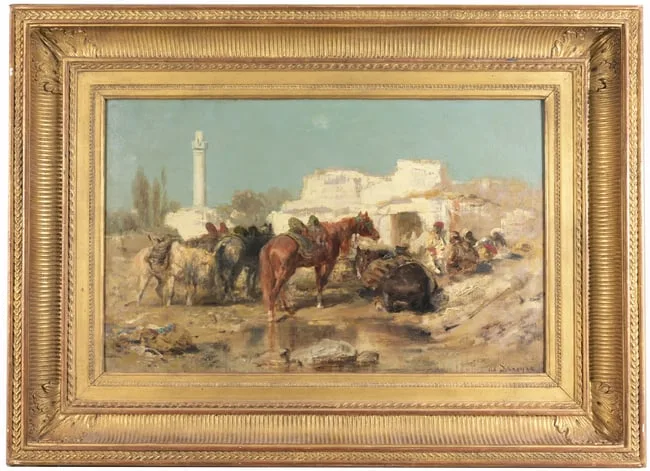 The Oasis by Adolf Schreyer, Oil on Canvas, offered Jun 2025