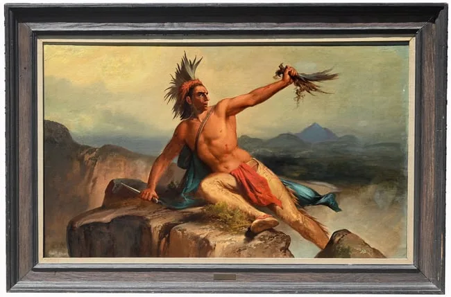 Native American Warrior by George Frederick Bensell, Oil on Canvas, offered Jun 2025