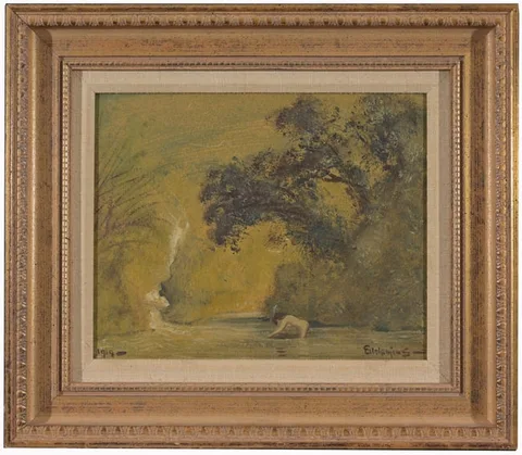 Bather by Louis Michel Eilshemius, Oil on Board, sold Jun 2025