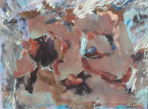 Thomas Koether, Head Rock, Oil on Paper