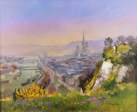 Annie Puybareau, Rouen, de la core. St Catherine, Oil on Canvas