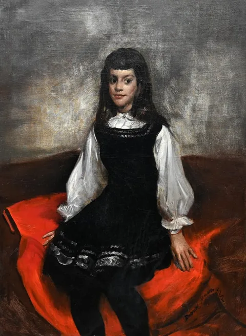 Portrait of Nina Augusta, Andres by Frank Herbert Mason, Oil on Canvas, offered Jun 2025