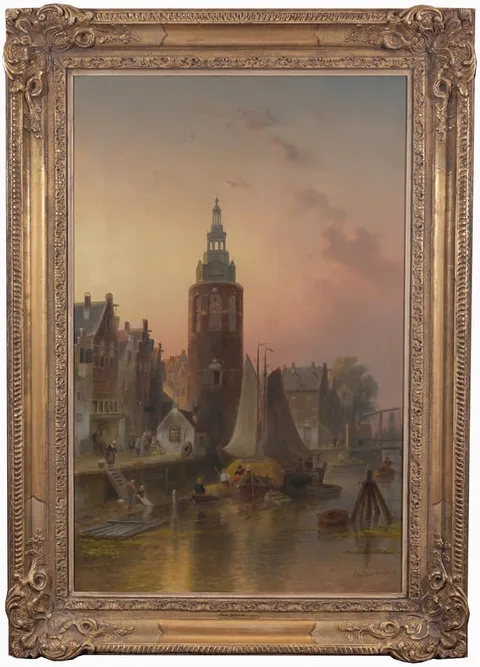 Charles Leickert, Montelbaanstoren, Oil on Canvas