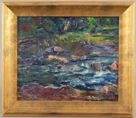 John A. Dominique, Ventura River in Spring, Oil on Canvas