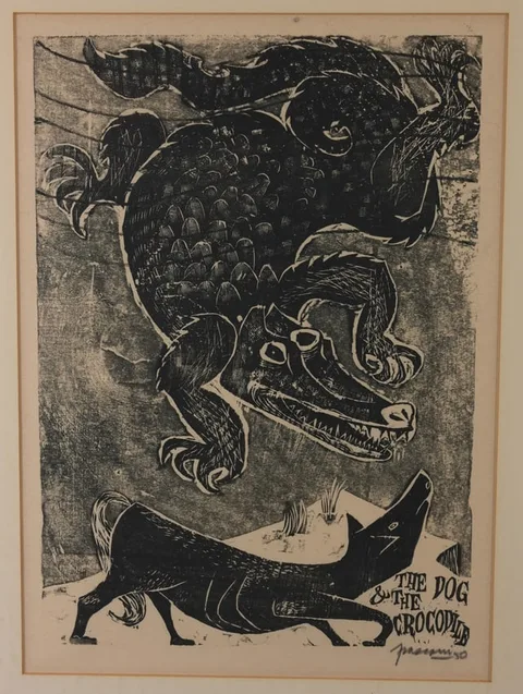 Antonio Frasconi, The Dog and the Crocodile, 1950, Woodcut