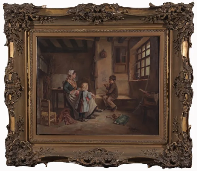 The Drawing Lesson by Joseph Athanase Aufray, Oil on Board, offered Jun 2025