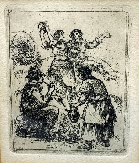 Eugene Higgins, Gypsies, 1949, Etching