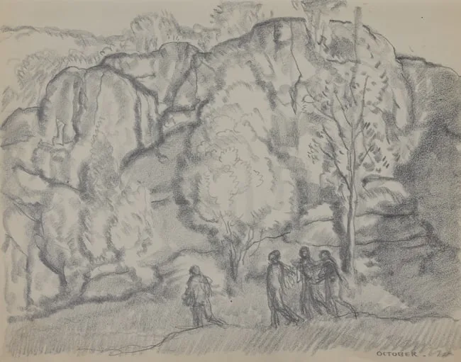 October by Francis Luis Mora, pencil, sold Jun 2025