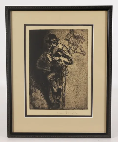 Frank Brangwyn, The Beggar Musician, 1911, Etching