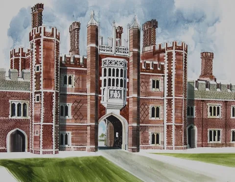 Ronald Maddox, Hampton Court Palace, Watercolor on Illustration Board