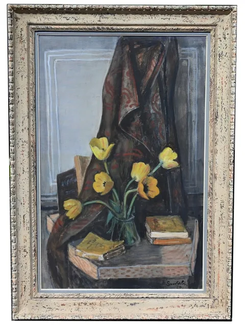 Jean Souverbie, Tulipes Jaunes, 1970, Oil on Canvas