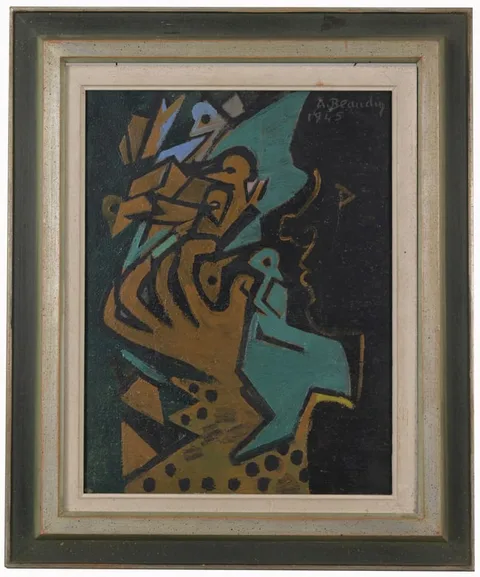 André Beaudin, La colonne d'oiseaux, Oil on Canvas