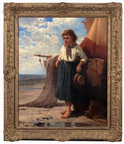 Edward Moran, French Fisher Girl, 1978, Oil on Canvas